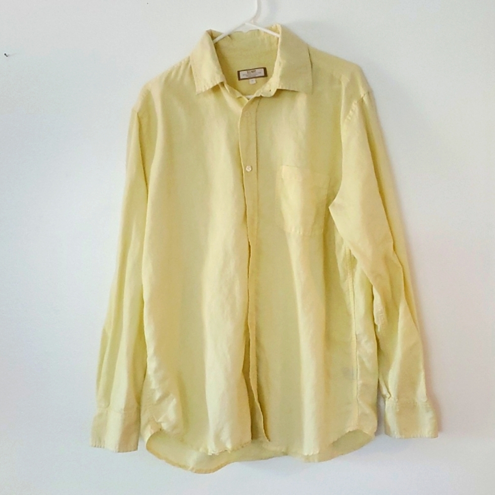 3/$15 Lightweight Linen Blend summer button up shirt sz L